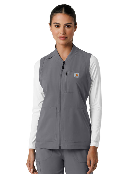 Women's Six-Pocket Lightweight Scrub Vest - C82510 - Pewter
