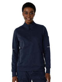 Women's Four-Pocket Half Zip Fleece Jacket - C82912 - Dark Navy