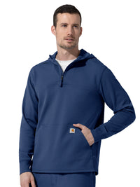 Men's One-Pocket Quarter Zip Waffle Hoodie - C83008 - Navy