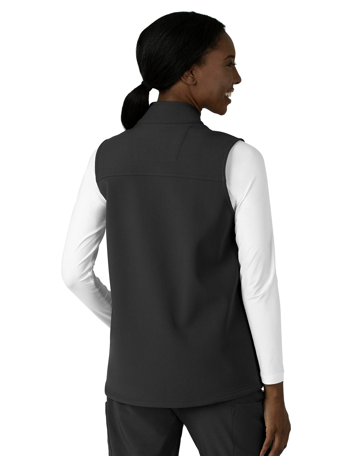 Women's Four-Pocket Bonded Fleece Vest - C83023 - Black