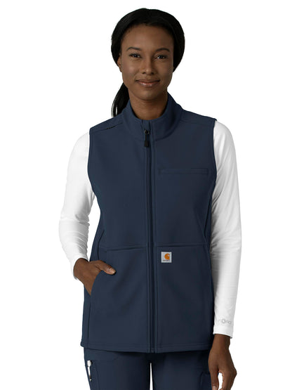 Women's Four-Pocket Bonded Fleece Vest - C83023 - Navy