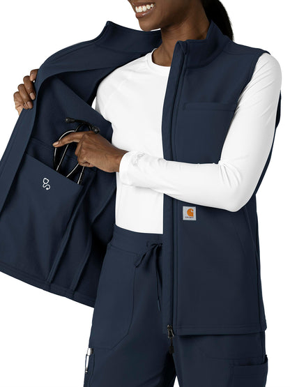 Women's Four-Pocket Bonded Fleece Vest - C83023 - Navy