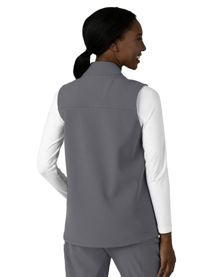 Women's Four-Pocket Bonded Fleece Vest - C83023 - Pewter