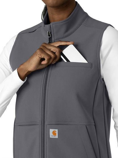 Women's Four-Pocket Bonded Fleece Vest - C83023 - Pewter