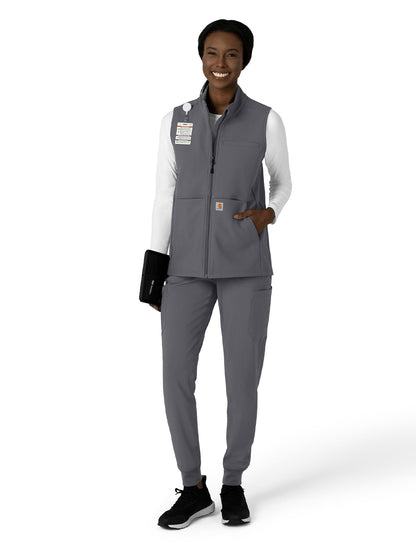 Women's Four-Pocket Bonded Fleece Vest - C83023 - Pewter