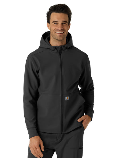 Men's Three-Pocket Bonded Fleece Hoodie - C84023 - Black