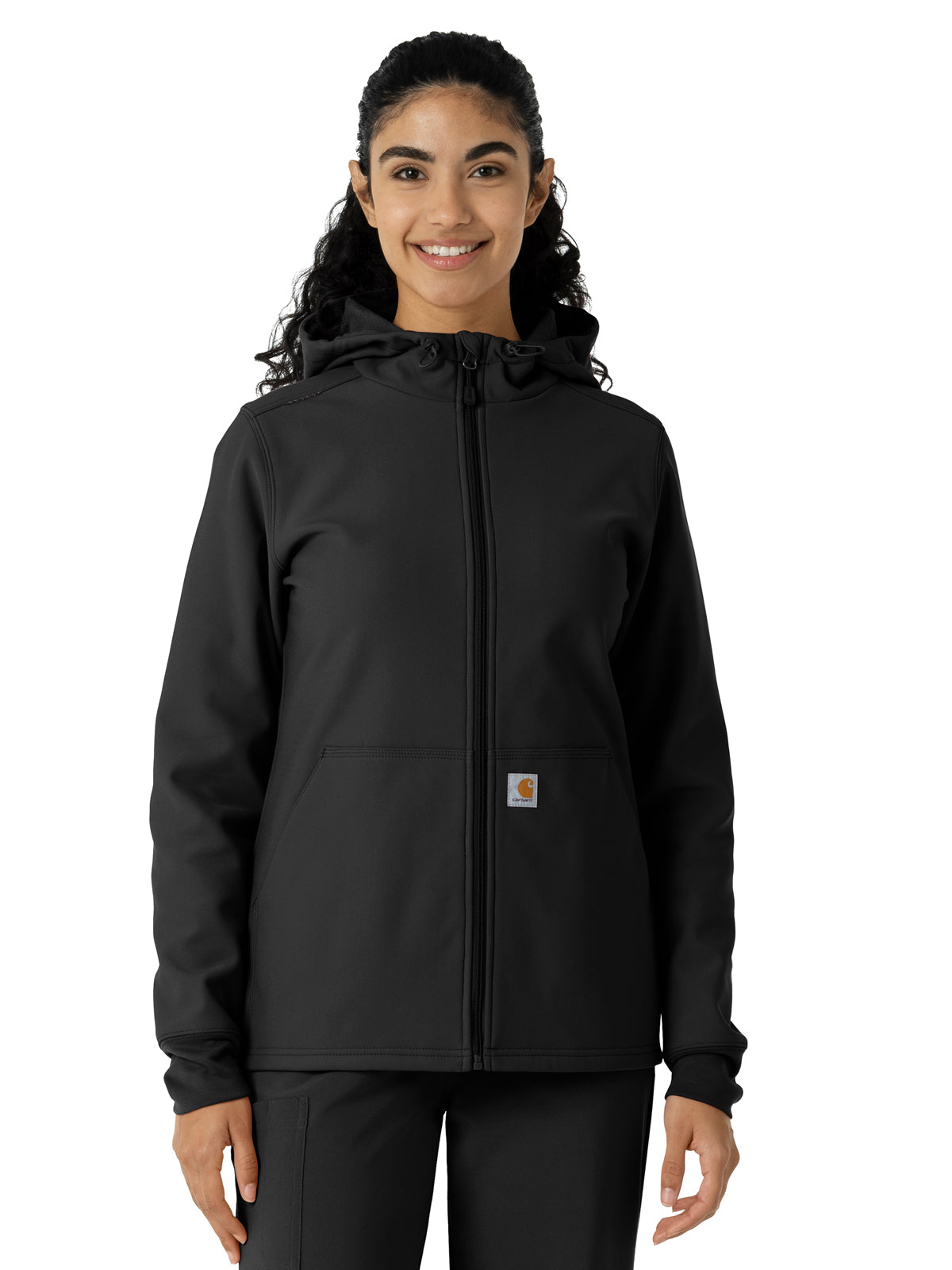 Women's Four-Pocket Bonded Fleece Hoodie - C85023 - Black