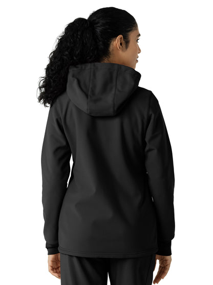 Women's Four-Pocket Bonded Fleece Hoodie - C85023 - Black