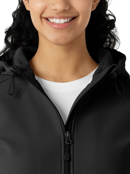 Women's Four-Pocket Bonded Fleece Hoodie - C85023 - Black