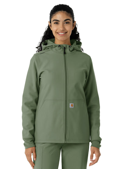 Women's Four-Pocket Bonded Fleece Hoodie - C85023 - Olive