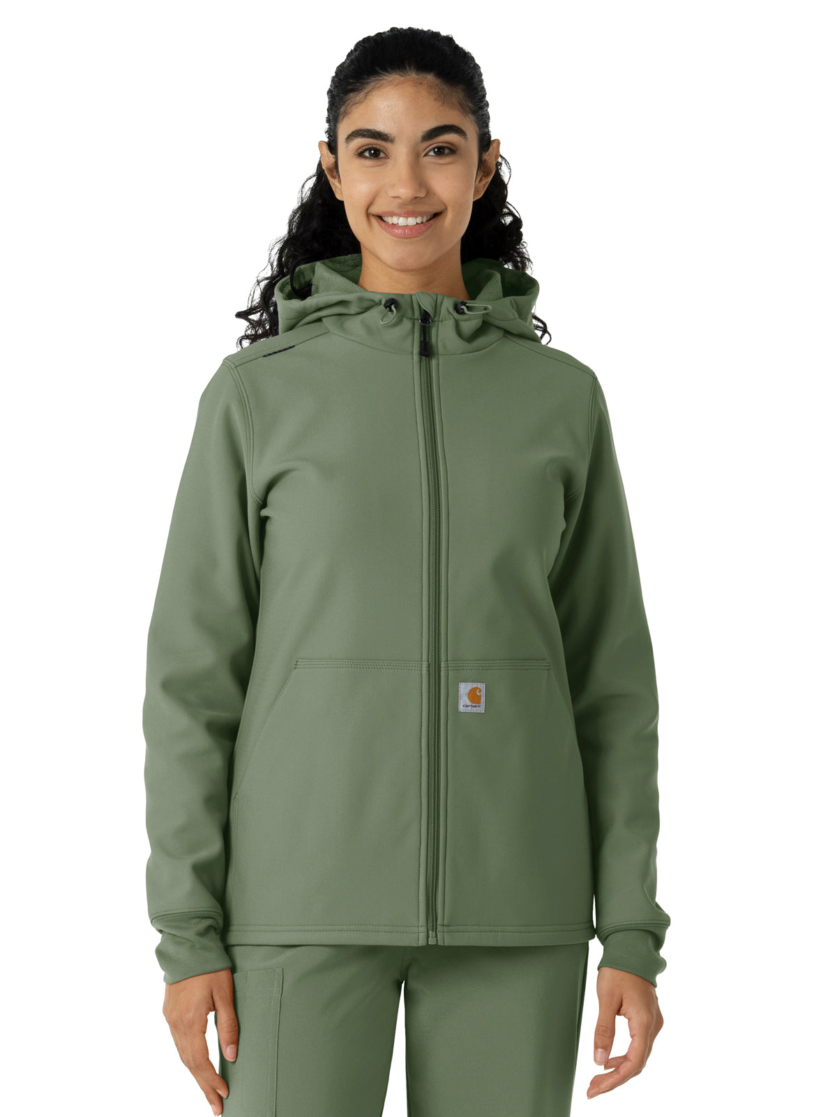 Women's Four-Pocket Bonded Fleece Hoodie - C85023 - Olive