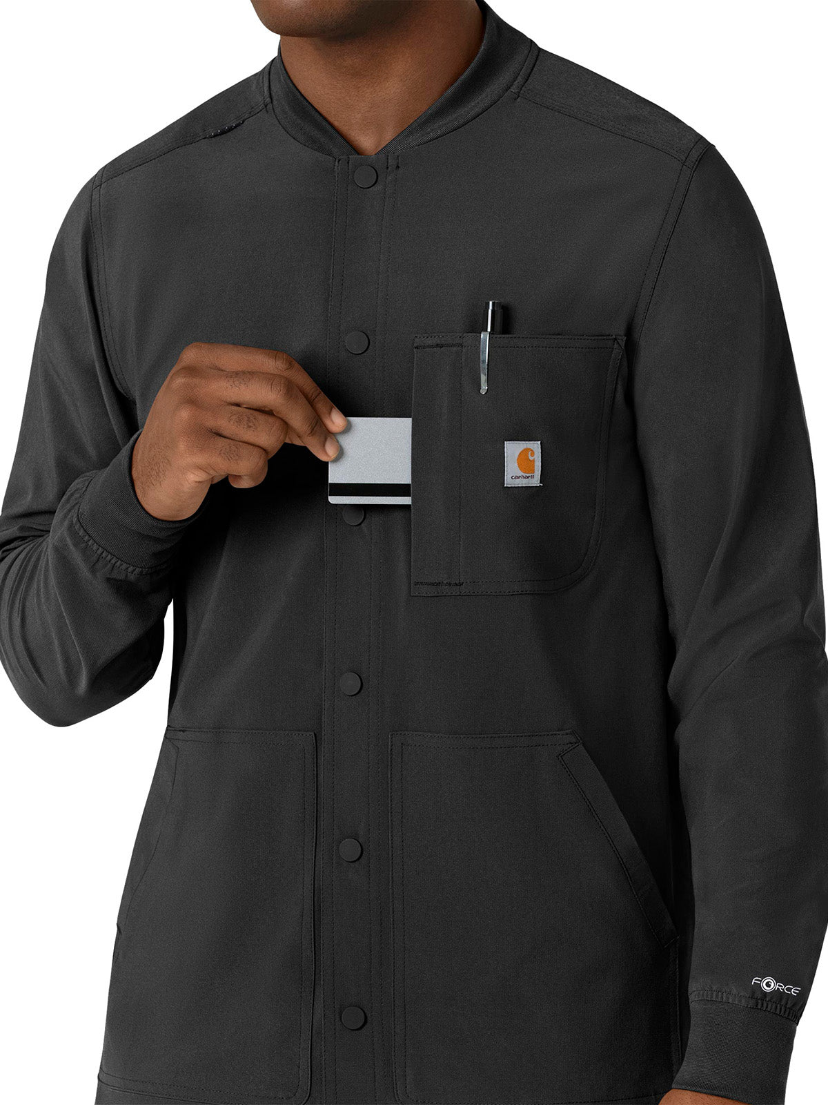 Men's Five-Pocket Modern Fit Shirt Jacket - C86210 - Black