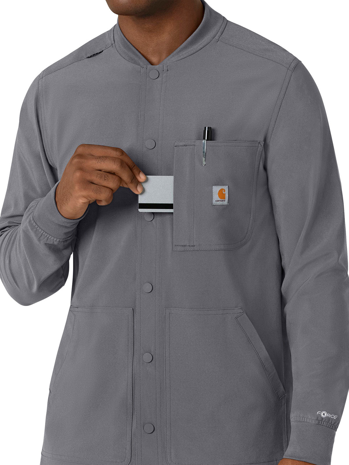 Men's Five-Pocket Modern Fit Shirt Jacket - C86210 - Pewter