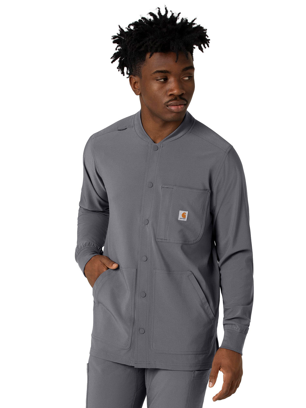 Men's Five-Pocket Modern Fit Shirt Jacket - C86210 - Pewter