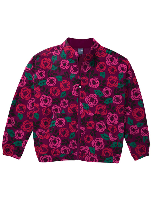 Women's 2-Pocket Printed Fleece Jacket - Z81019 - Rosey Posey