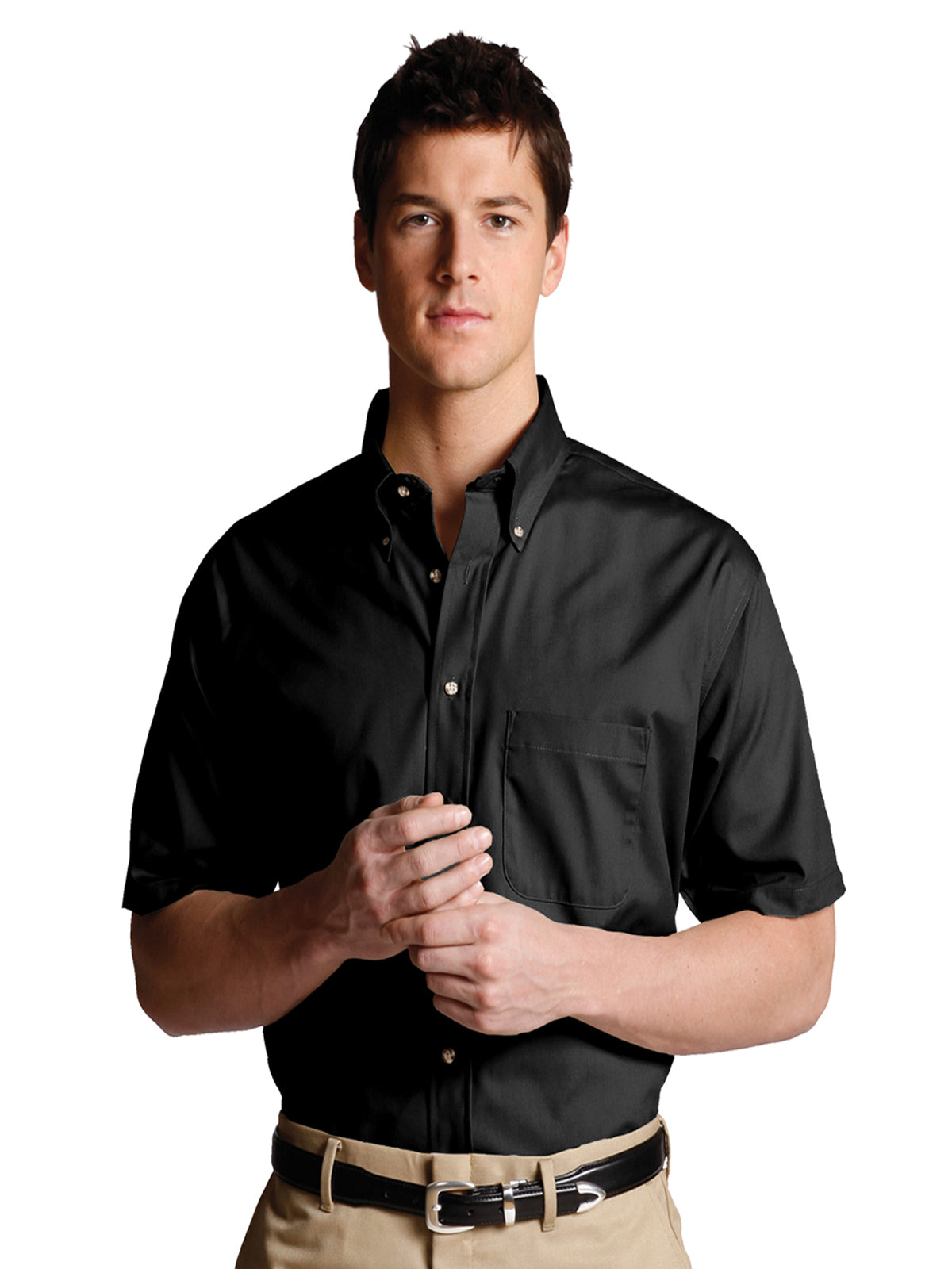 Men's One-Pocket Poplin Short Sleeve Shirt - 1230 - Black