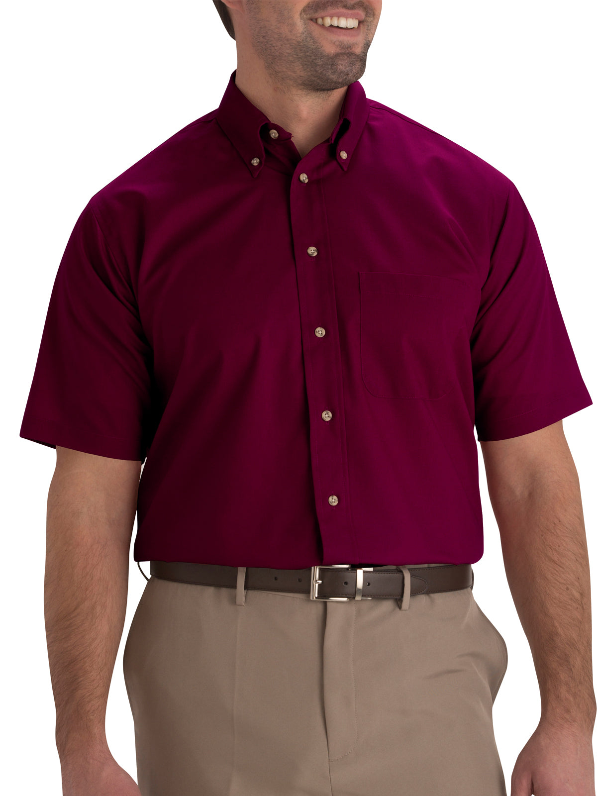Men's One-Pocket Poplin Short Sleeve Shirt - 1230 - Wine