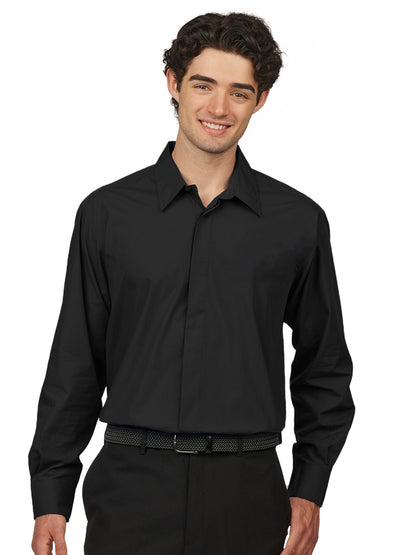 Men's Café Long Sleeve Shirt - 1290 - Black