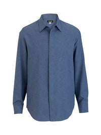 Men's Flexbatiste Café Long Sleeve Shirt - 1297 - Riviera Blue