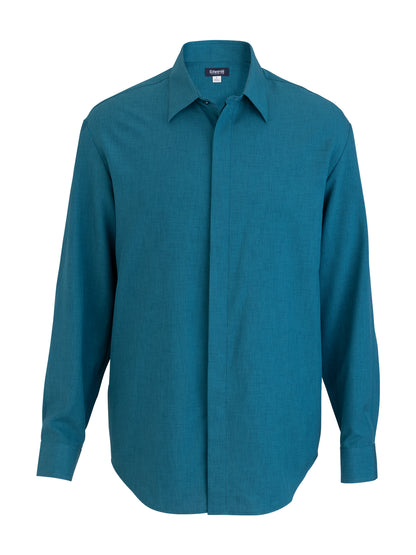 Men's Flexbatiste Café Long Sleeve Shirt - 1297 - Caribbean Blue
