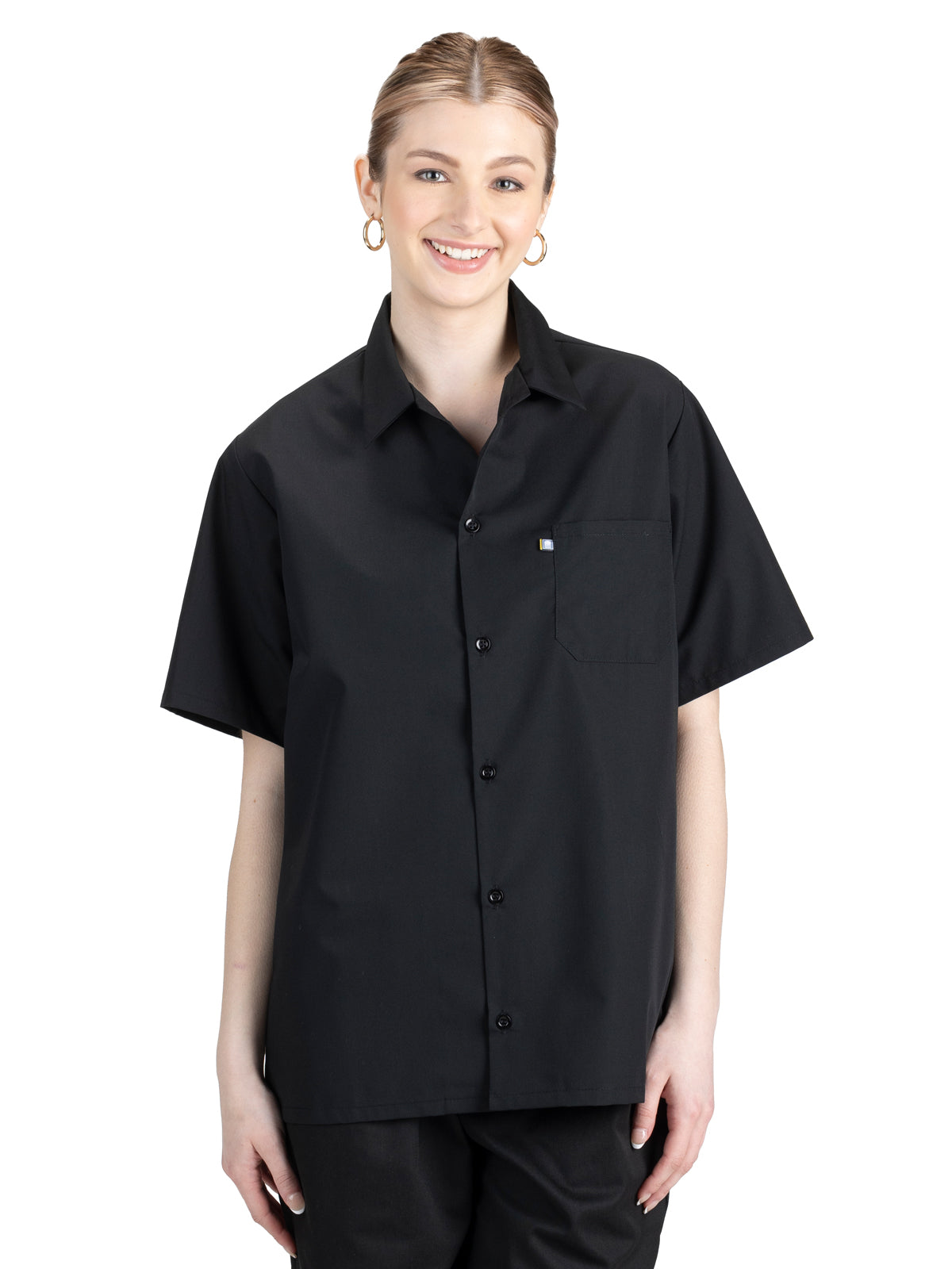 Unisex 1-Pocket Button Closure Cook Shirt - 1303 - Black