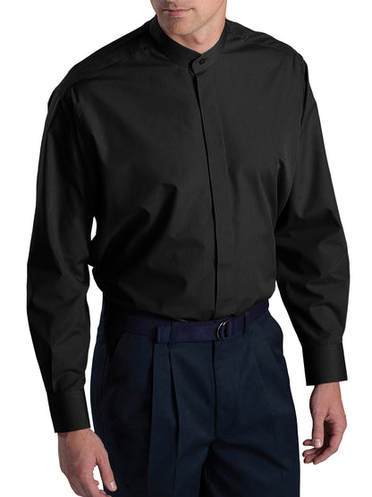 Men's Pocketless Banded Collar Shirt - 1396 - Black