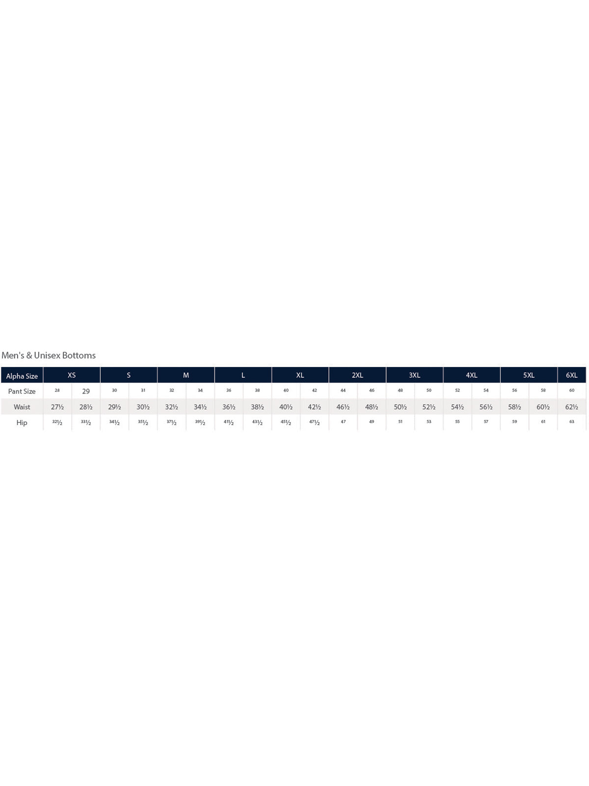 SIZECHART