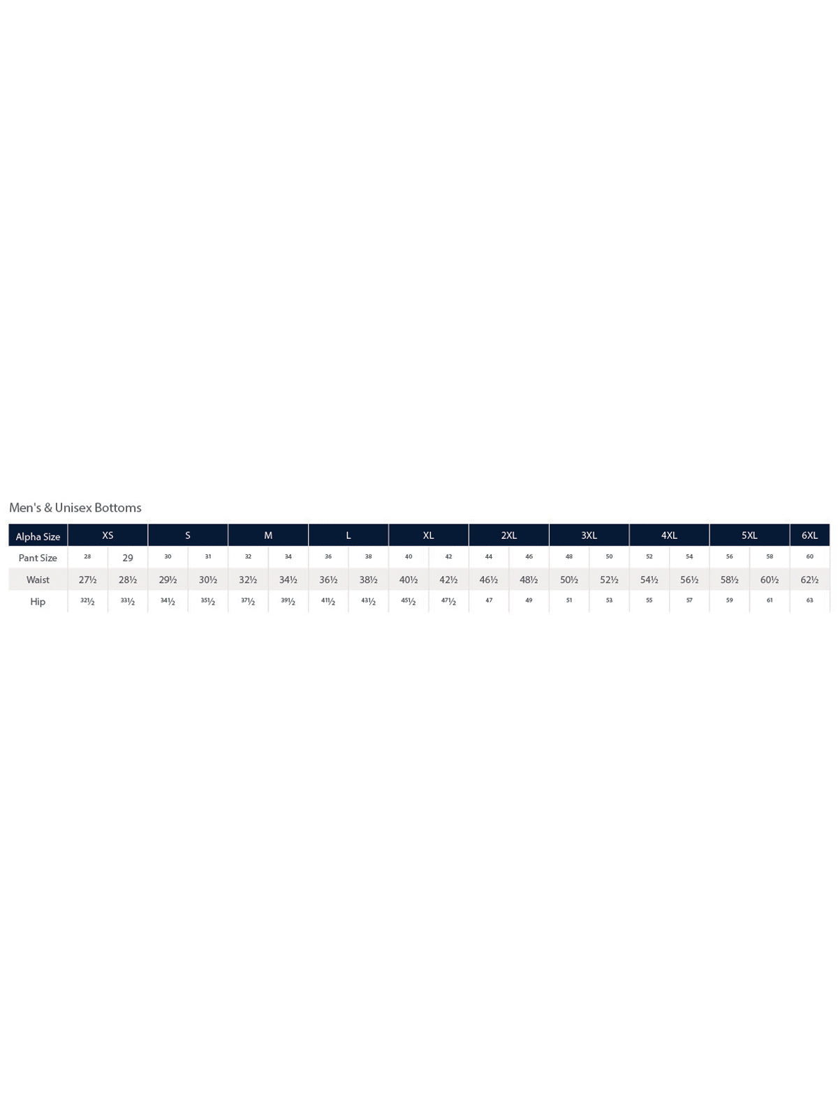 SIZECHART