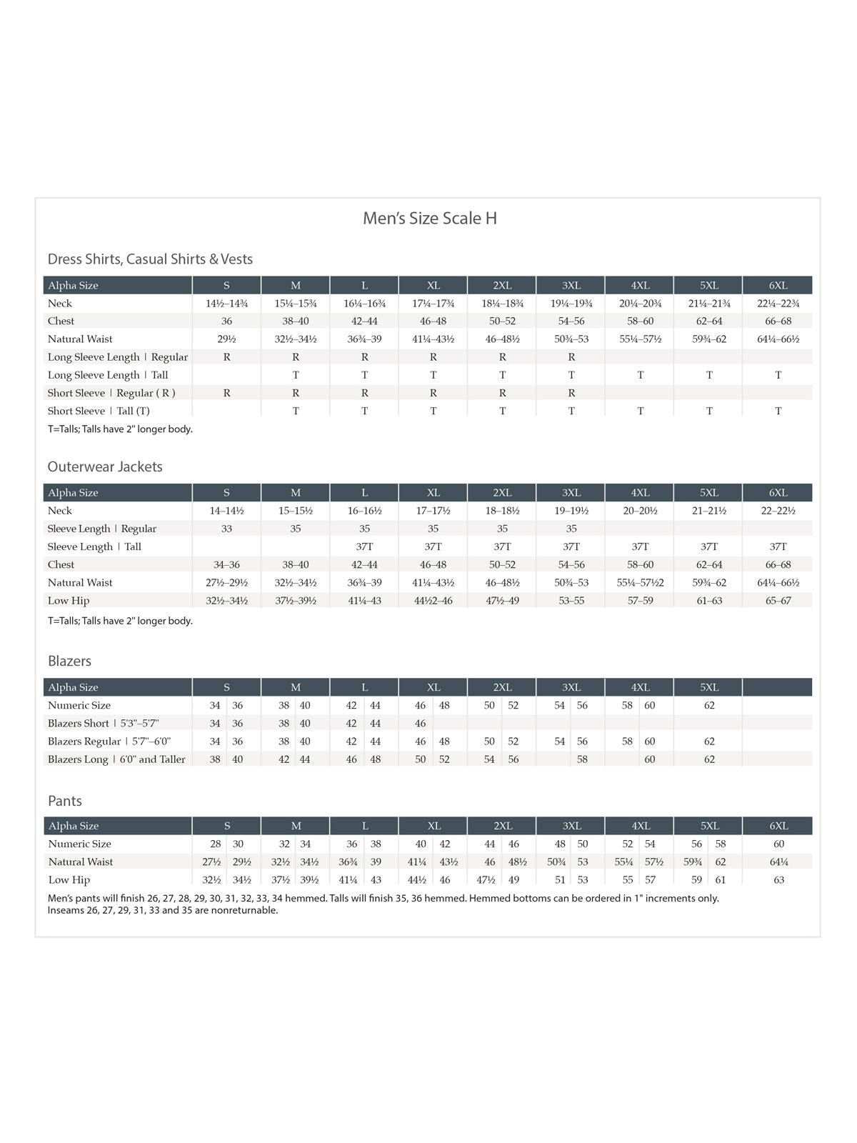 SIZECHART