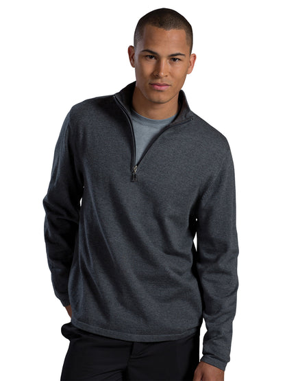 Unisex Quarter-Zip Sweater - 4072 - Smoke Heather
