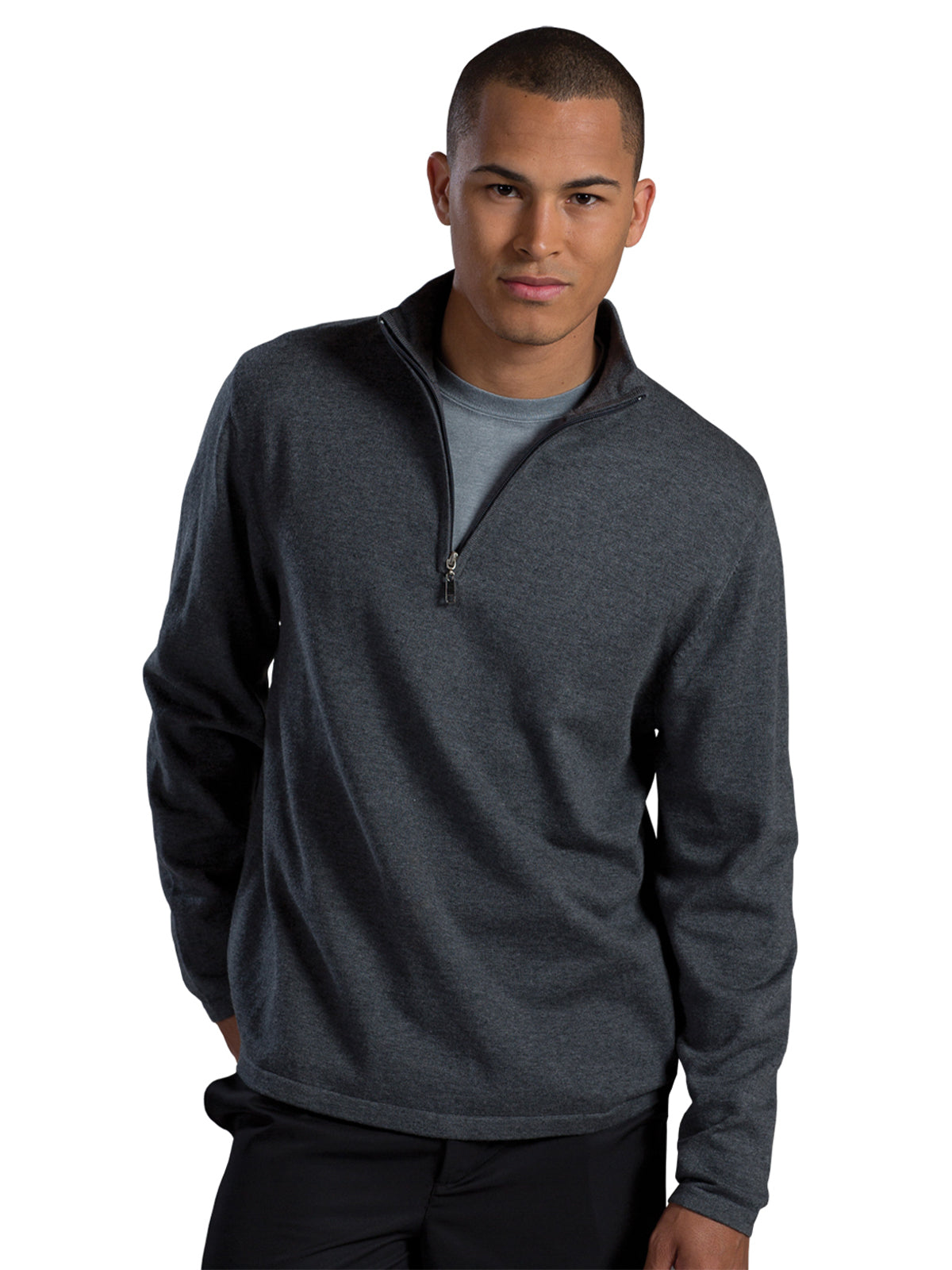 Unisex Quarter-Zip Sweater - 4072 - Smoke Heather