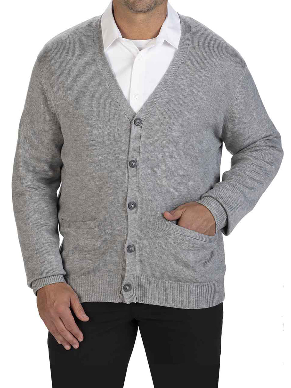 Unisex 2-Pocket Midweight Cardigan - 4350 - Grey Heather