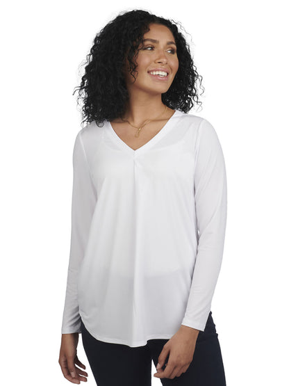 Women's Pocketless Soft Pleated Blouse - 5097 - White