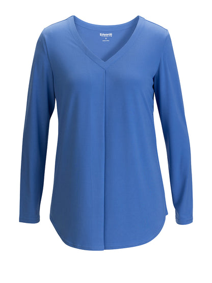 Women's Pocketless Soft Pleated Blouse - 5097 - French Blue