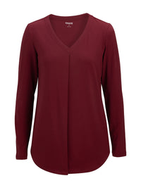 Women's Pocketless Soft Pleated Blouse - 5097 - Scarlet