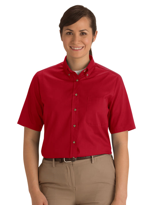 Women's One-Pocket Poplin Short Sleeve Shirt - 5230 - Red