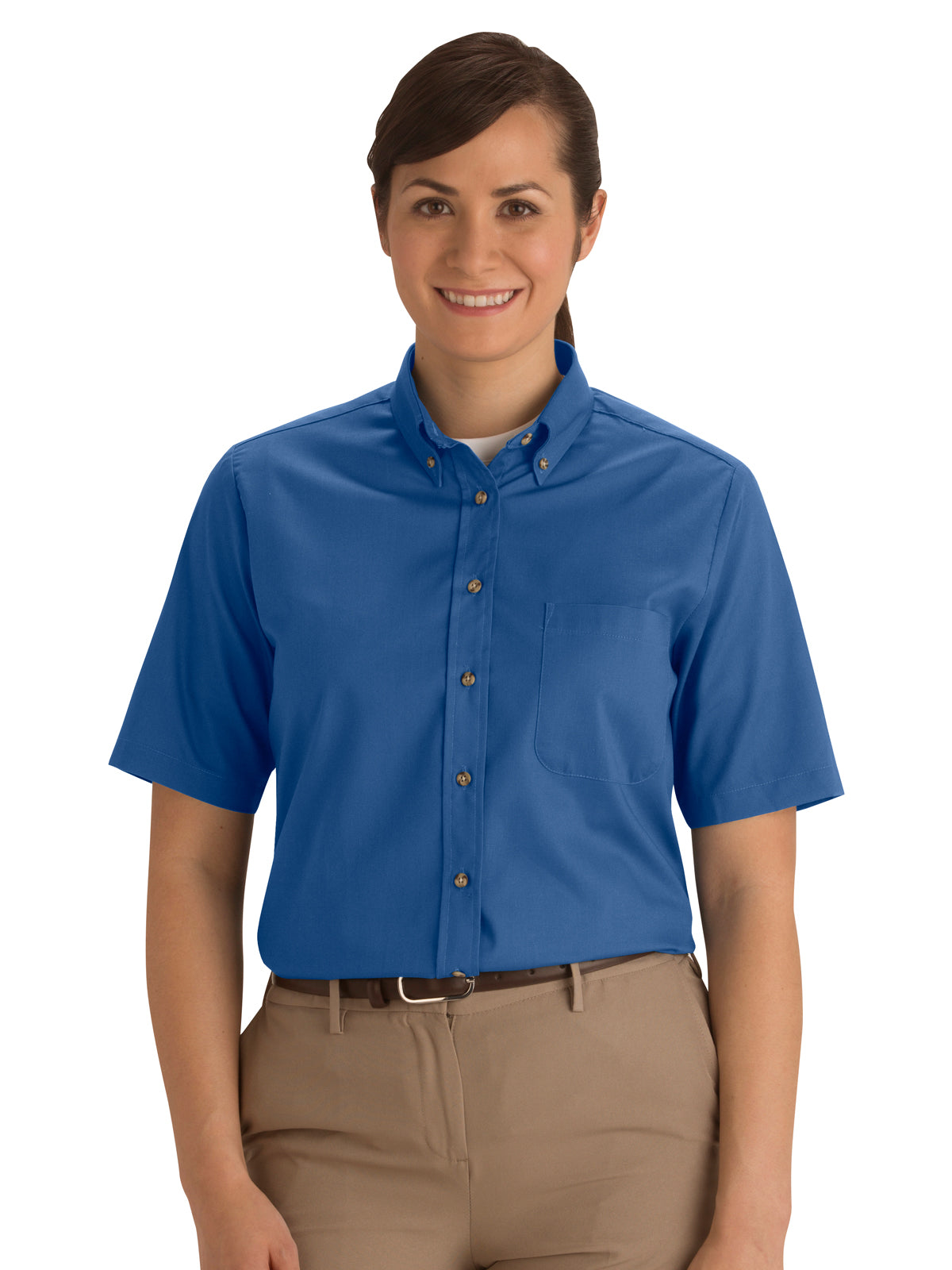 Women's One-Pocket Poplin Short Sleeve Shirt - 5230 - French Blue