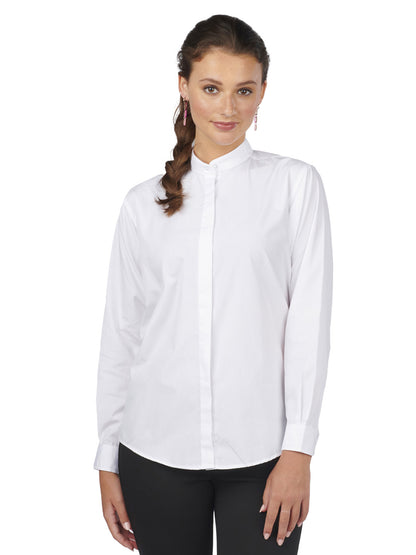 Women's Banded Collar Shirt - 5396 - White