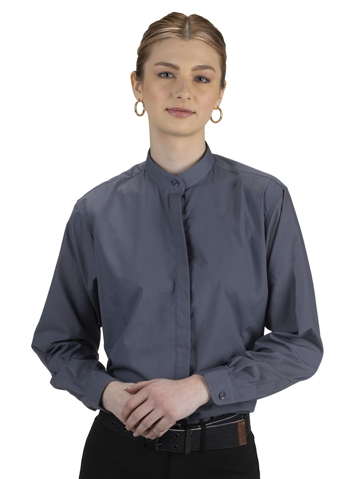 Women's Banded Collar Shirt - 5396 - Dark Grey