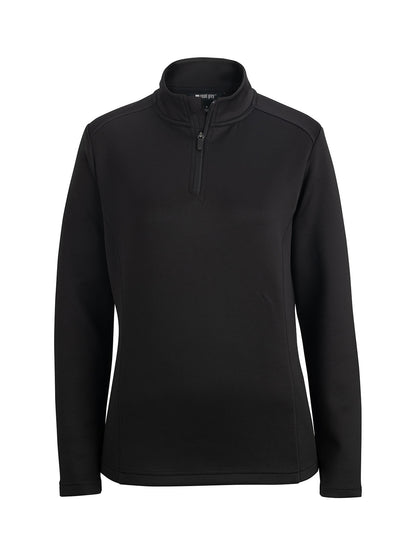 Women's Double Knit Quarter Zip Sweatshirt - 6482 - Black Heather