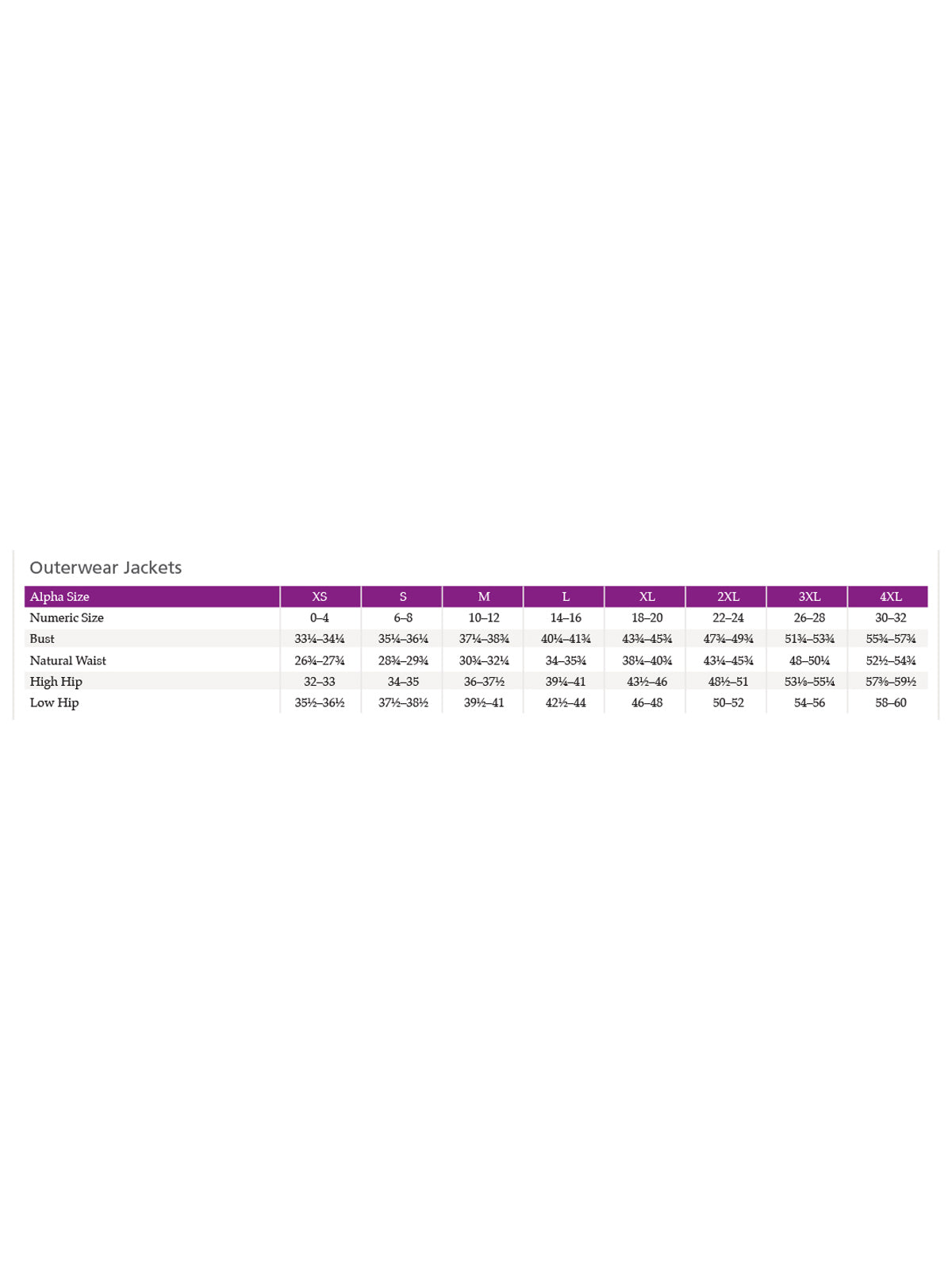 SIZECHART