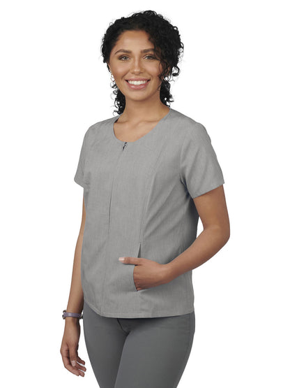 Women's Scoop Neck Full-Zip Tunic - 7279 - Cool Grey Heather