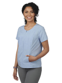 Women's Scoop Neck Full-Zip Tunic - 7279 - Carolina Blue Heather