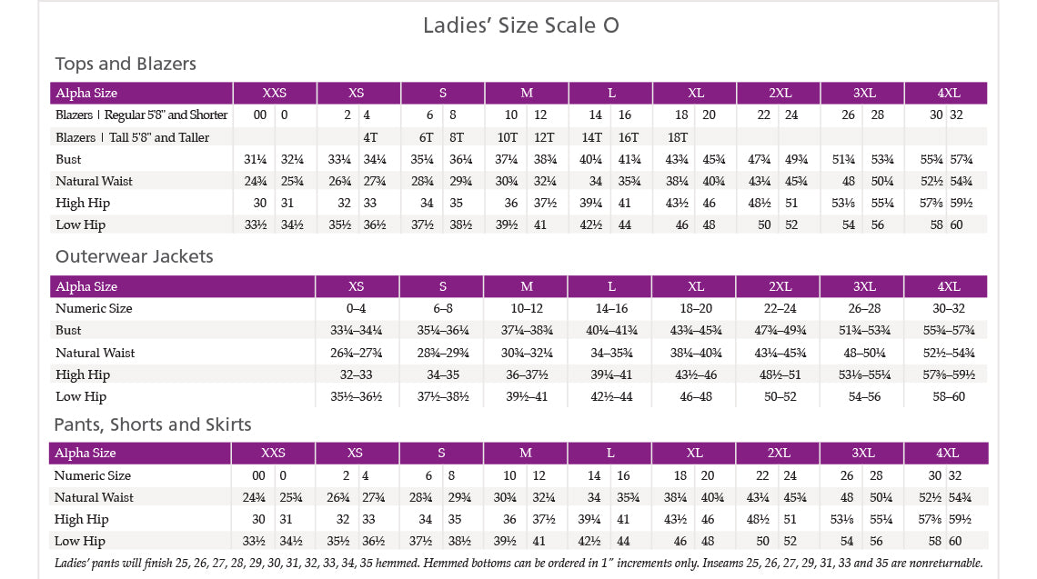 SIZECHART