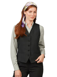 Women's Two-Pocket Ottoman Trim Vest - 7398 - Black