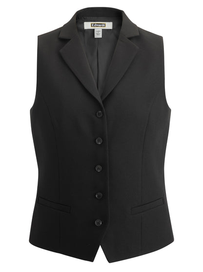 Women's Two-Pocket Dress Lapel Vest - 7496 - Black