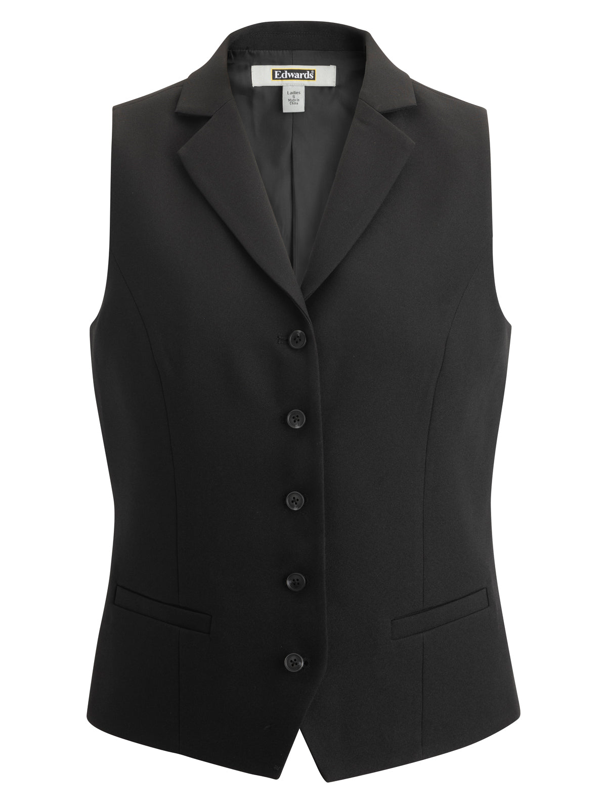 Women's Two-Pocket Dress Lapel Vest - 7496 - Black