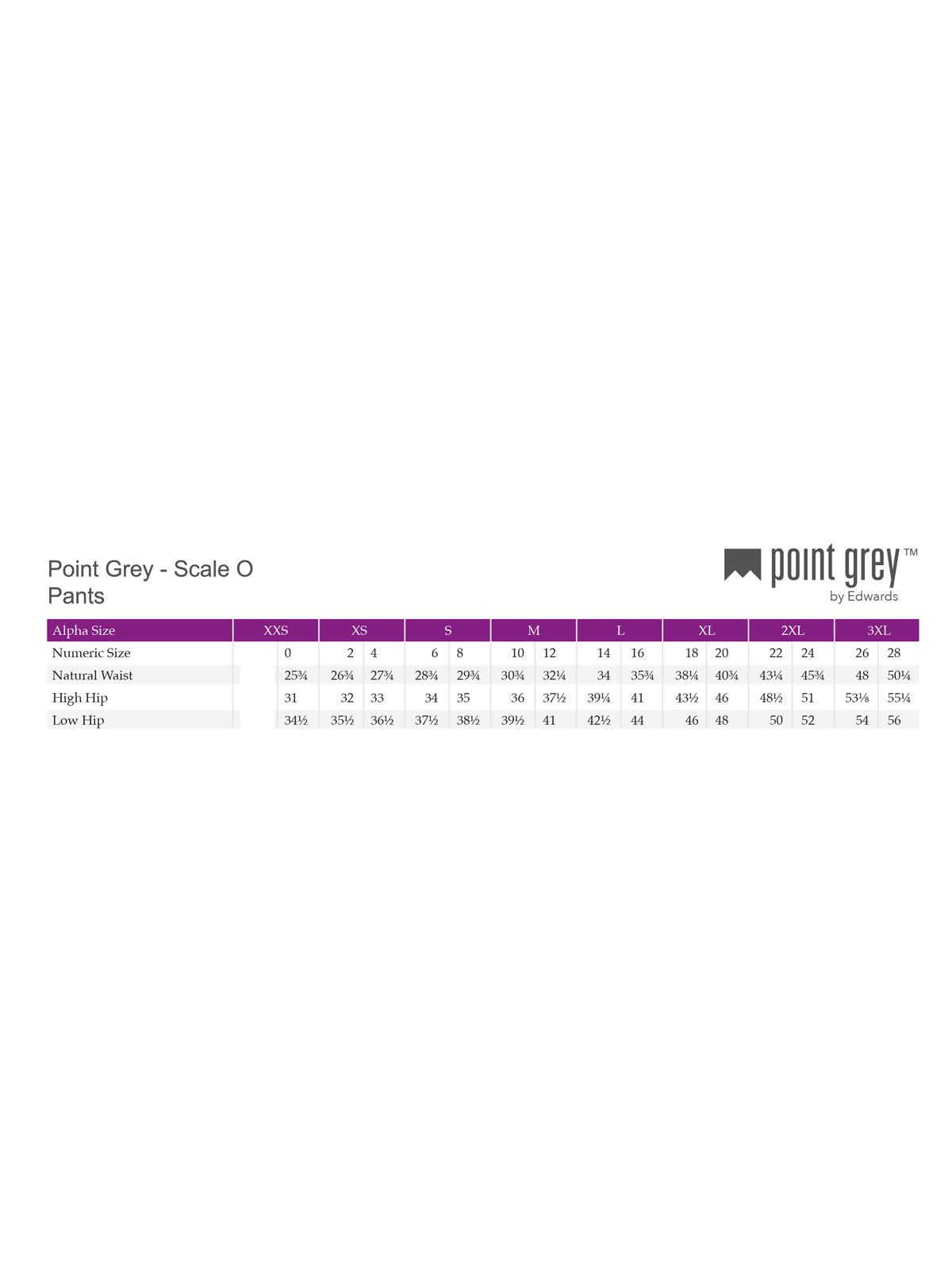 SIZECHART