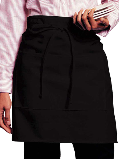 Unisex Two-Pocket Half Bistro Apron - 9007 - Black