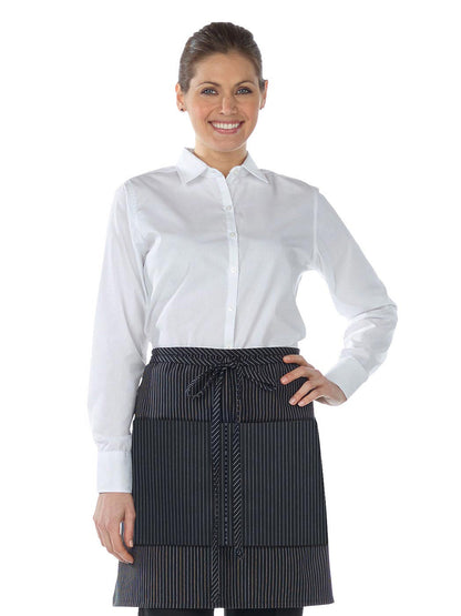 Unisex Two-Pocket Half Bistro Apron - 9007 - Black Stripe